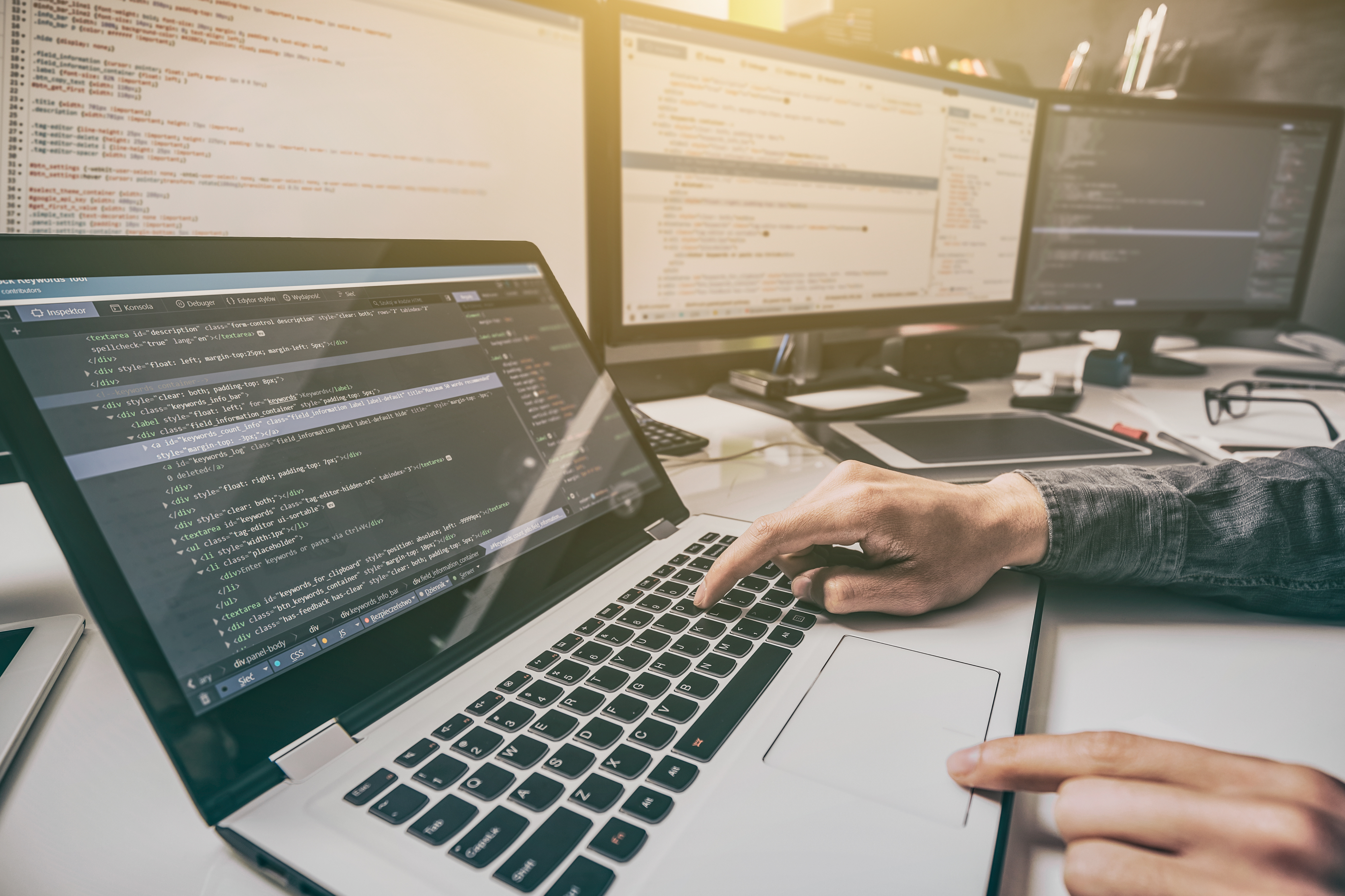 Website design. Developing programming and coding technologies.